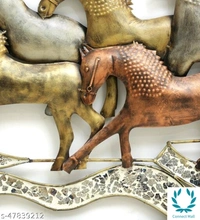 Iron 7Horses With Moziac With Led - Free Size, Metal, Pack of 1